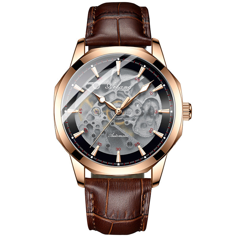Automatic Skeleton Watch with Leather Strap – view 9