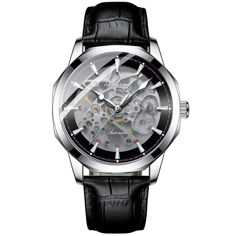Automatic Skeleton Watch with Leather Strap – view 4