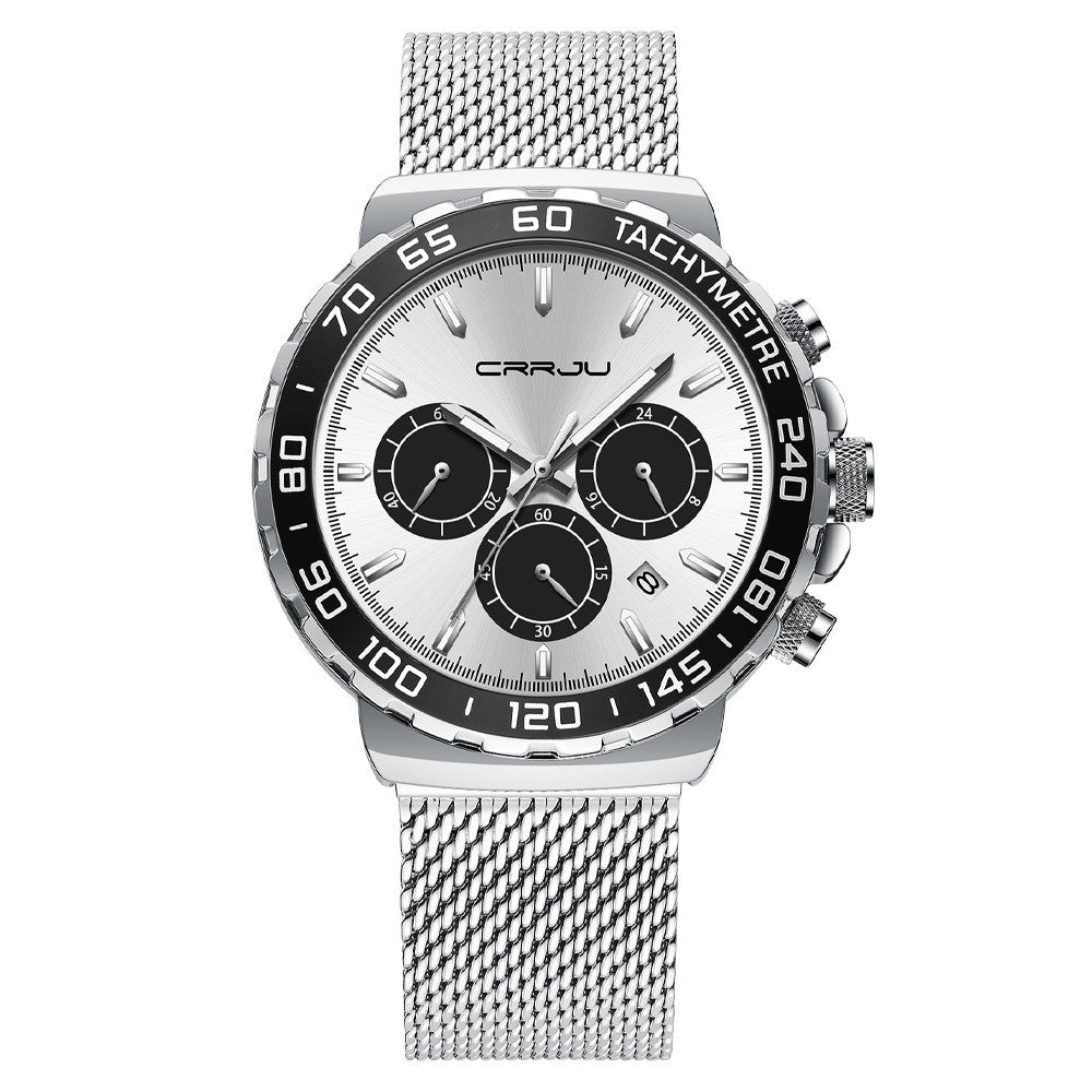 Quartz Three-Subdial Sports Watch with 24-Hour Indicator