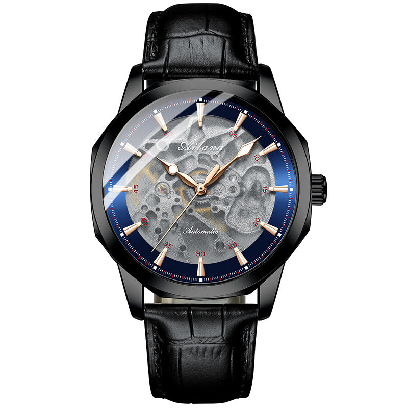 Automatic Skeleton Watch with Leather Strap – view 3