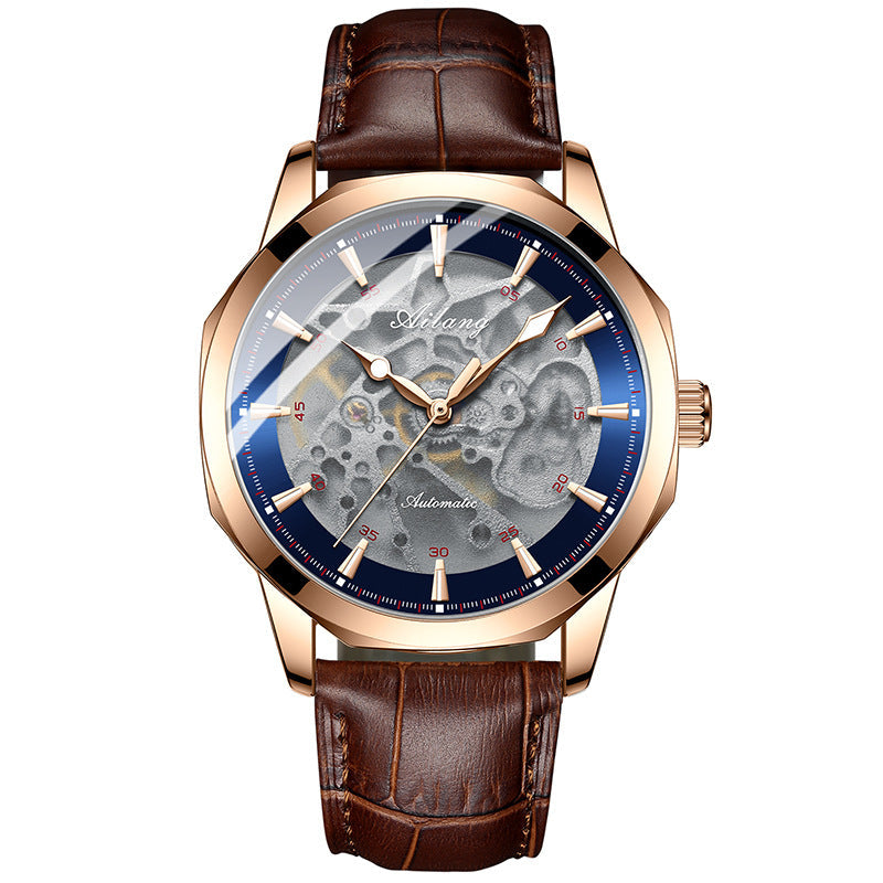 Automatic Skeleton Watch with Leather Strap – view 2