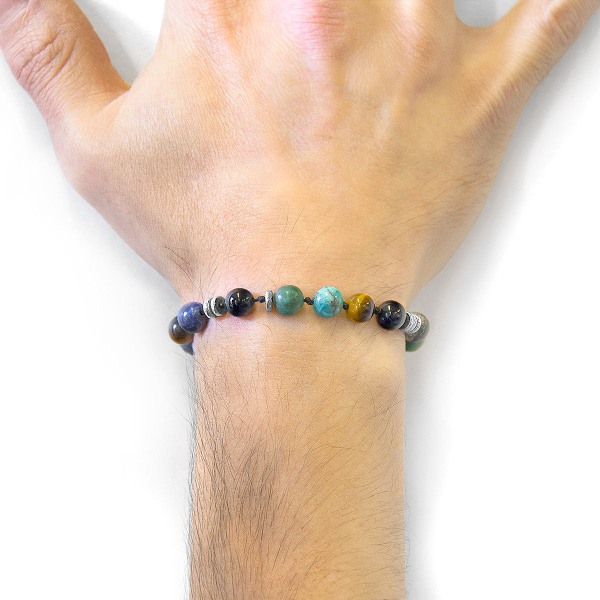 Multi-Gemstone Macramé Bracelet with Sterling Silver Details – view 2