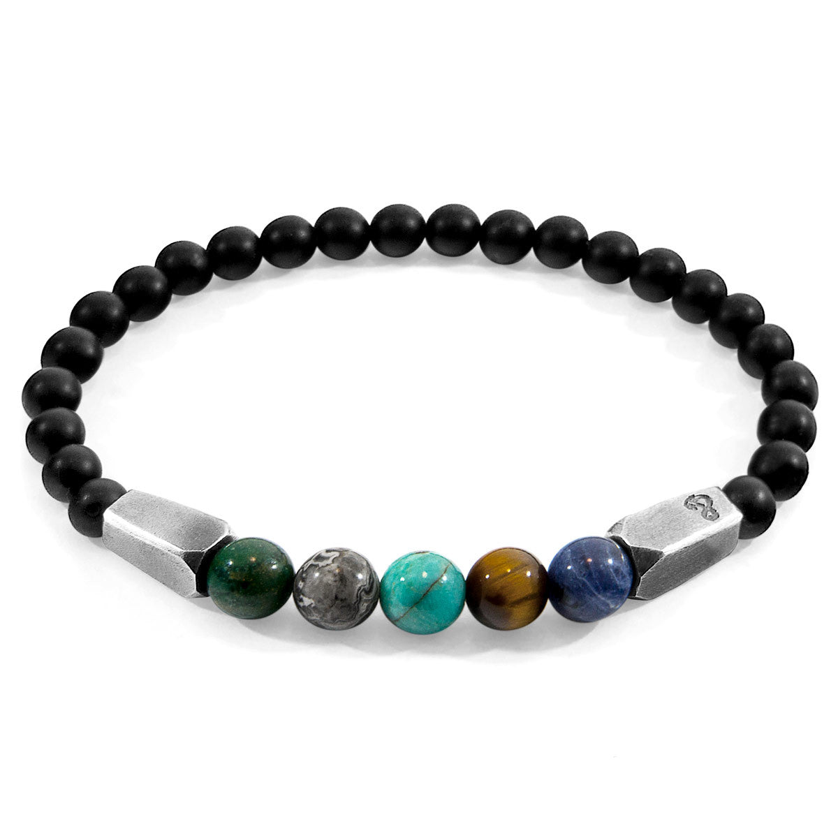 Multi-Gemstone Bead Bracelet with Sterling Silver Caps