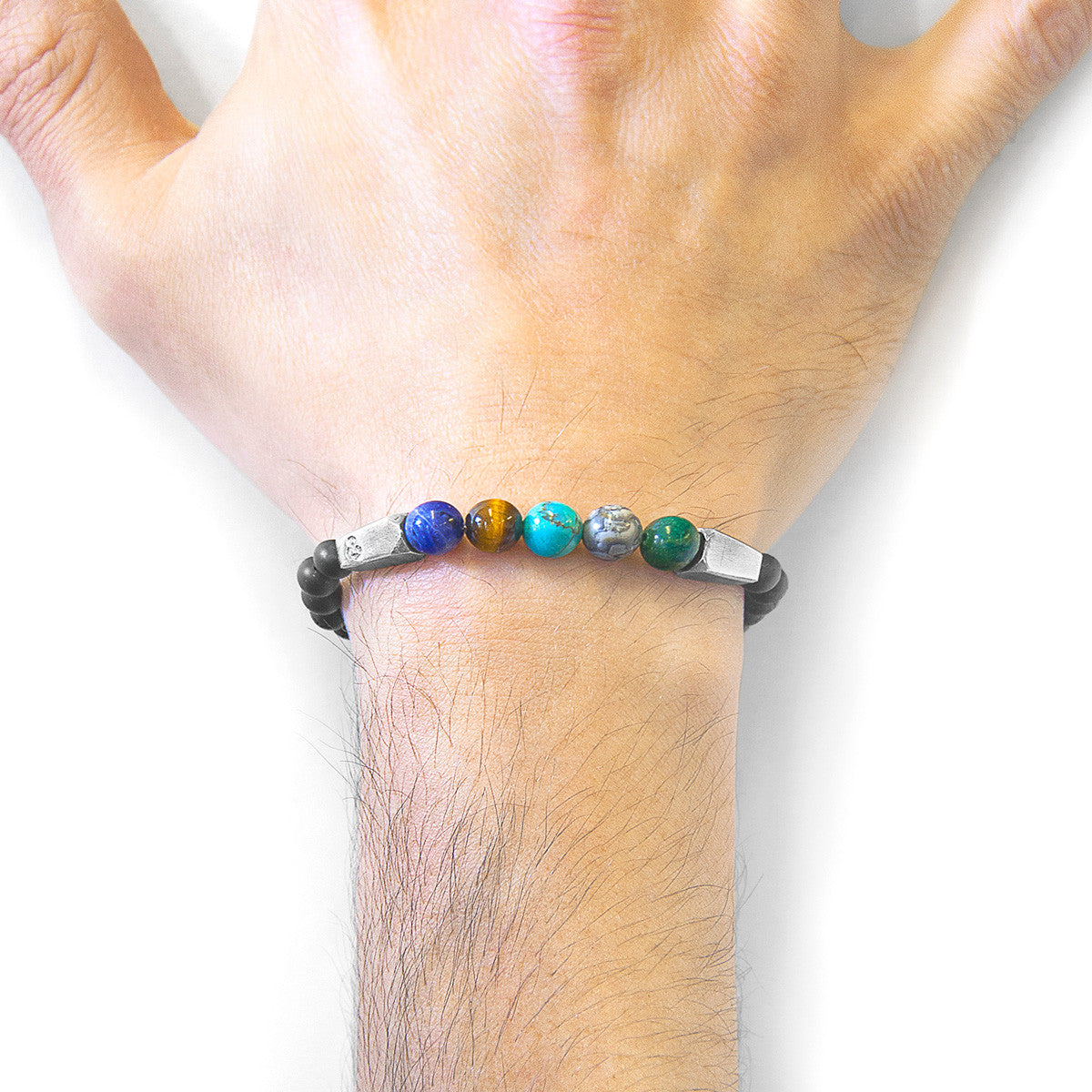 Multi-Gemstone Bead Bracelet with Sterling Silver Caps – view 2