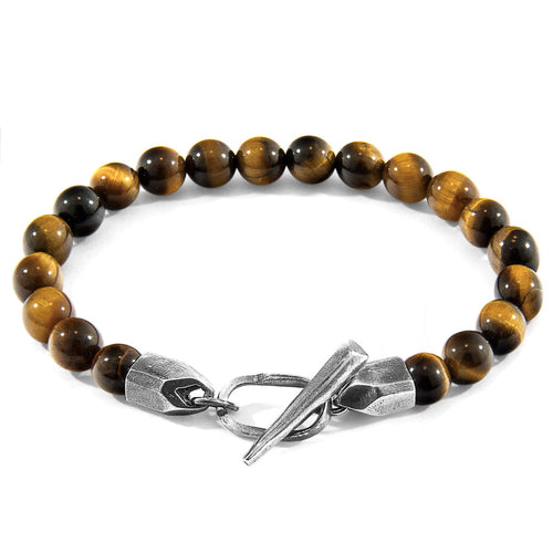 Tiger's Eye Bead Bracelet with Sterling Silver Clasp – view 4