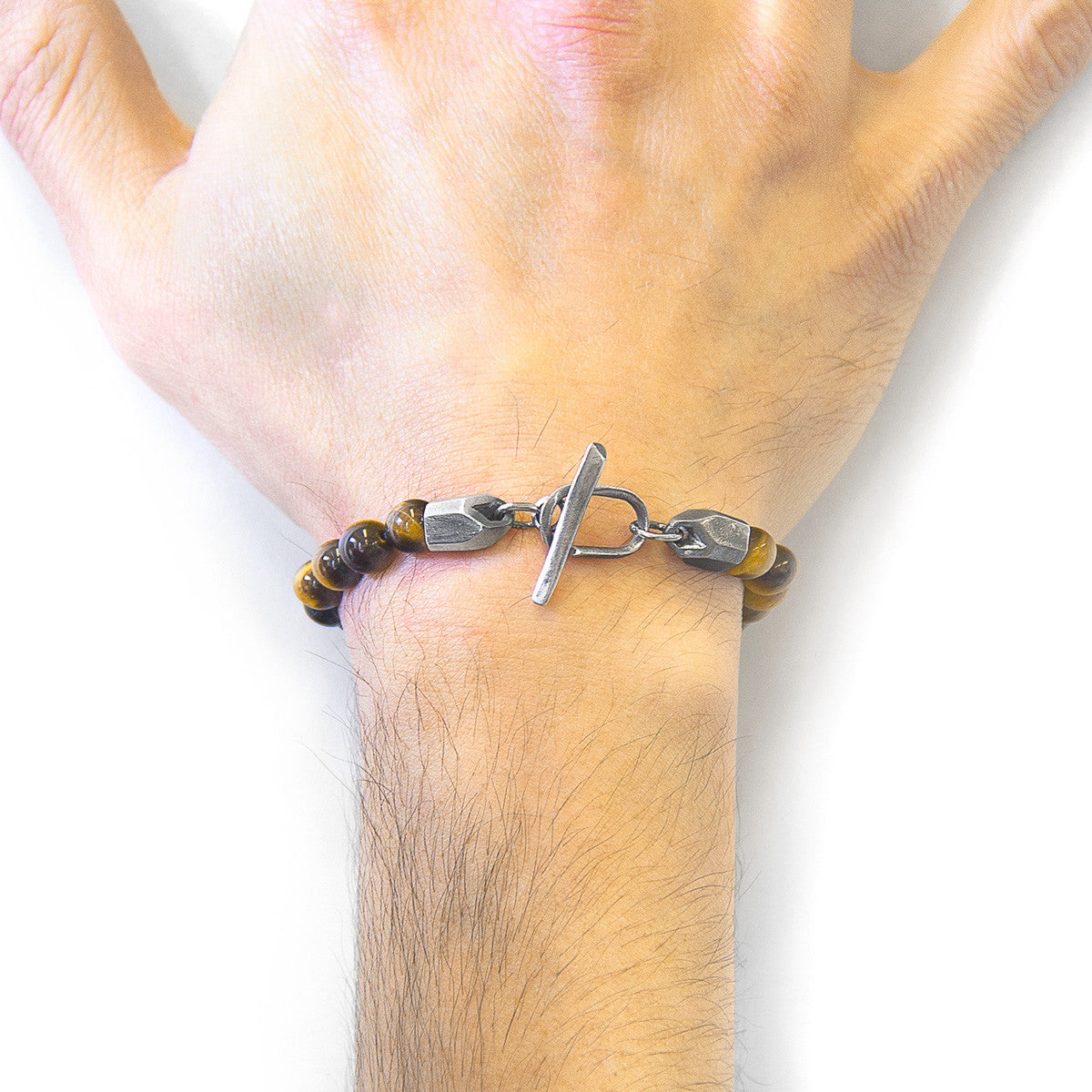 Tiger's Eye Bead Bracelet with Sterling Silver Clasp – view 2