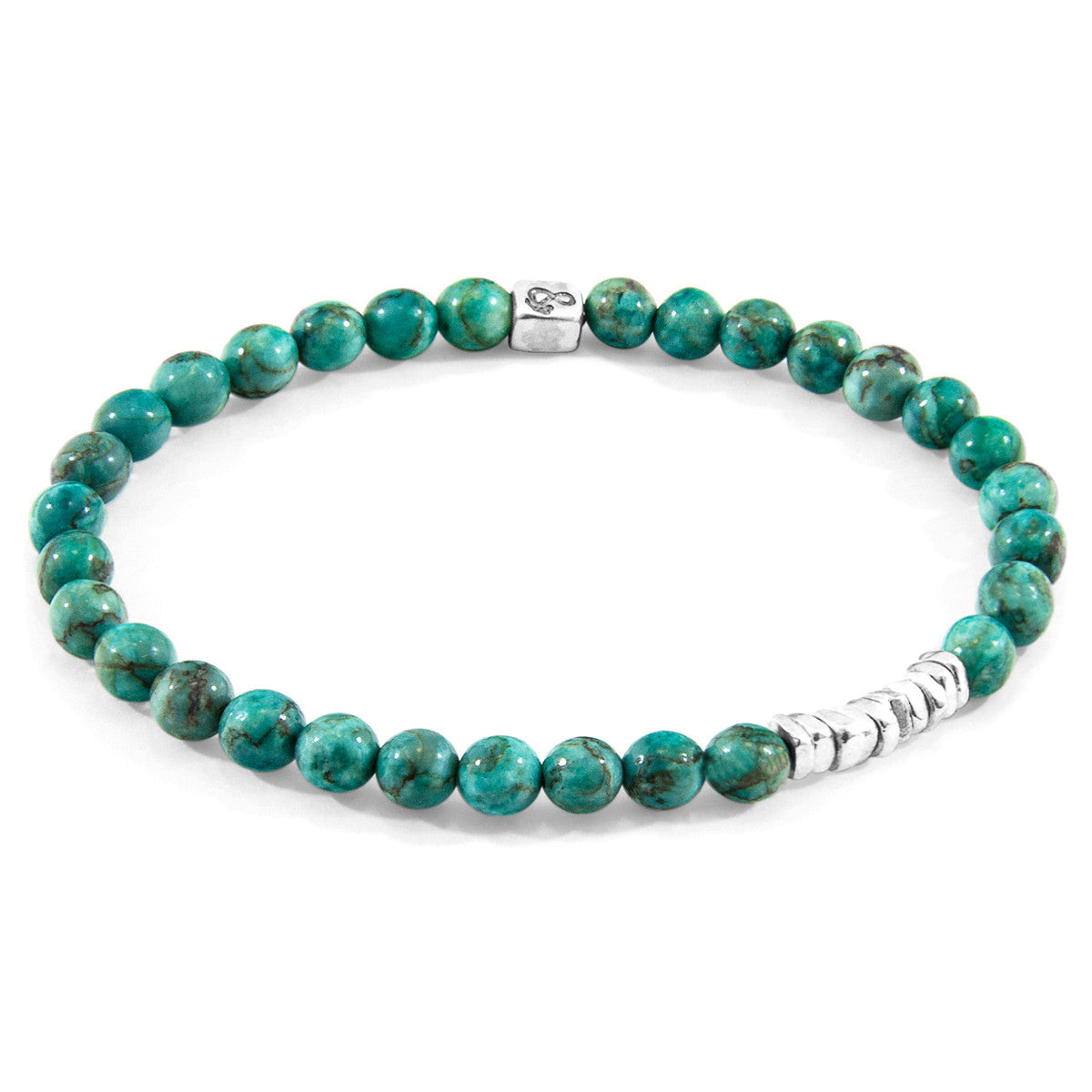 Turquoise Bead Bracelet with Sterling Silver Discs