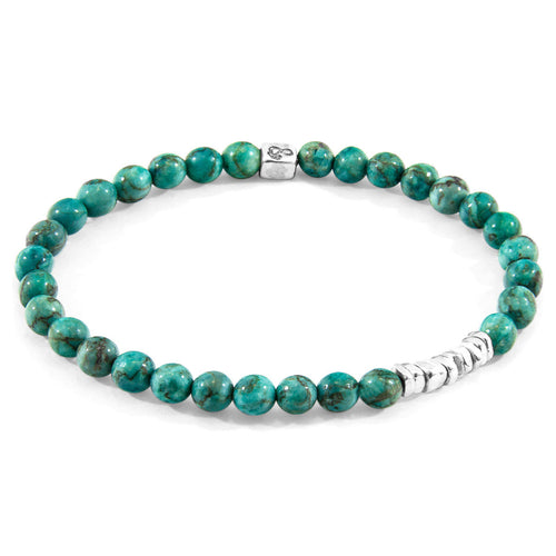 Turquoise Bead Bracelet with Sterling Silver Discs