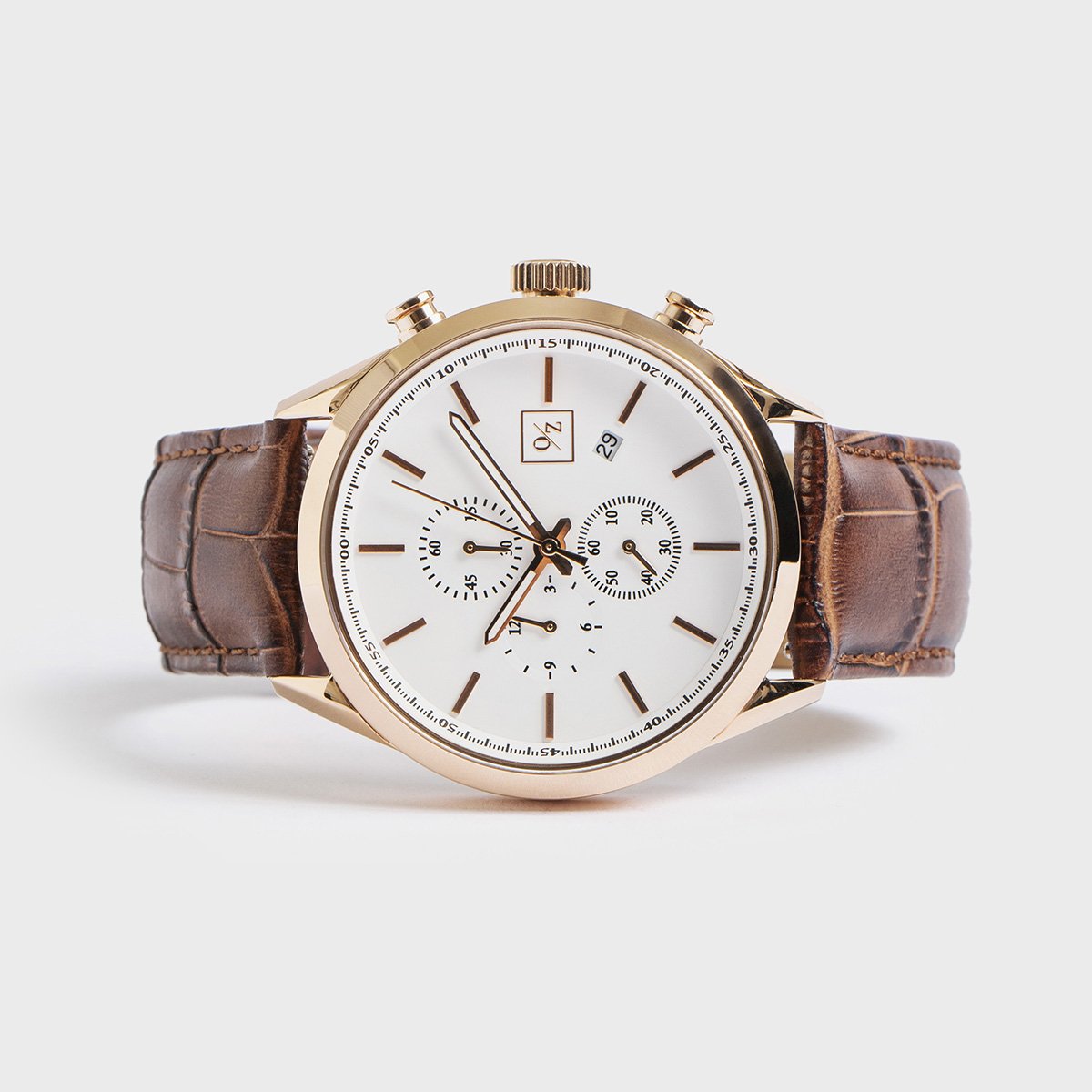Japanese Quartz Chronograph Watch with Leather Strap