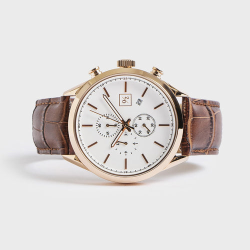 Japanese Quartz Chronograph Watch with Leather Strap