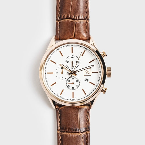 Japanese Quartz Chronograph Watch with Leather Strap – view 21