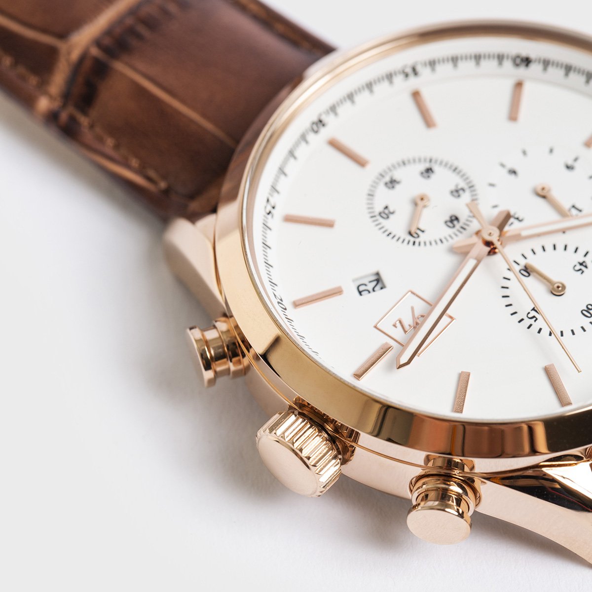 Japanese Quartz Chronograph Watch with Leather Strap – view 3