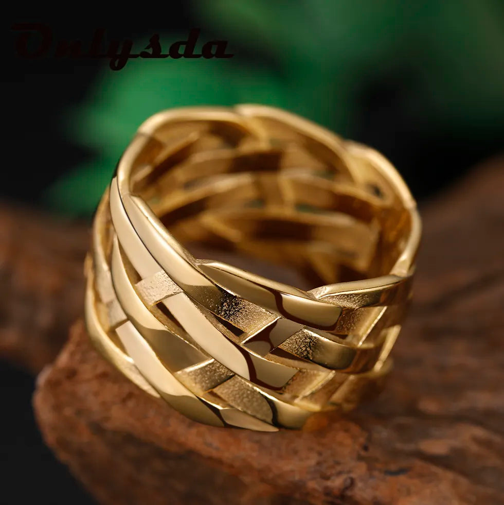Viking Symbols Woven Stainless Steel Ring – view 4