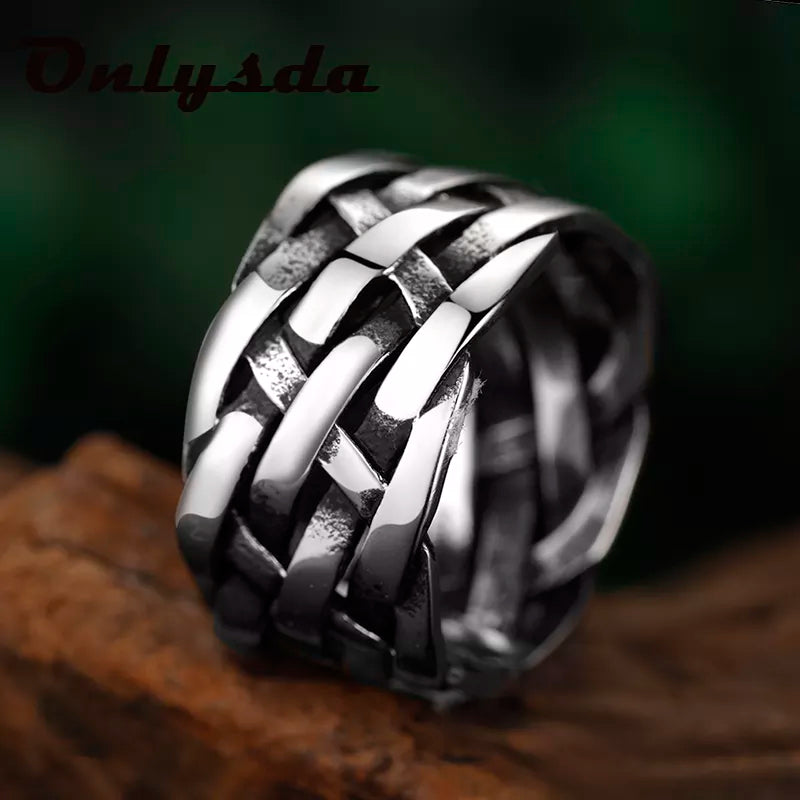 Viking Symbols Woven Stainless Steel Ring – view 9