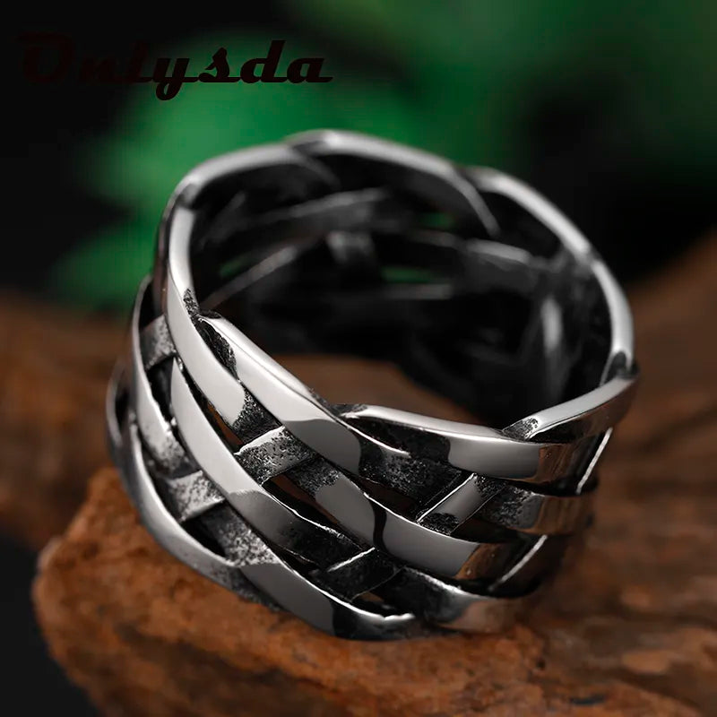 Viking Symbols Woven Stainless Steel Ring – view 5