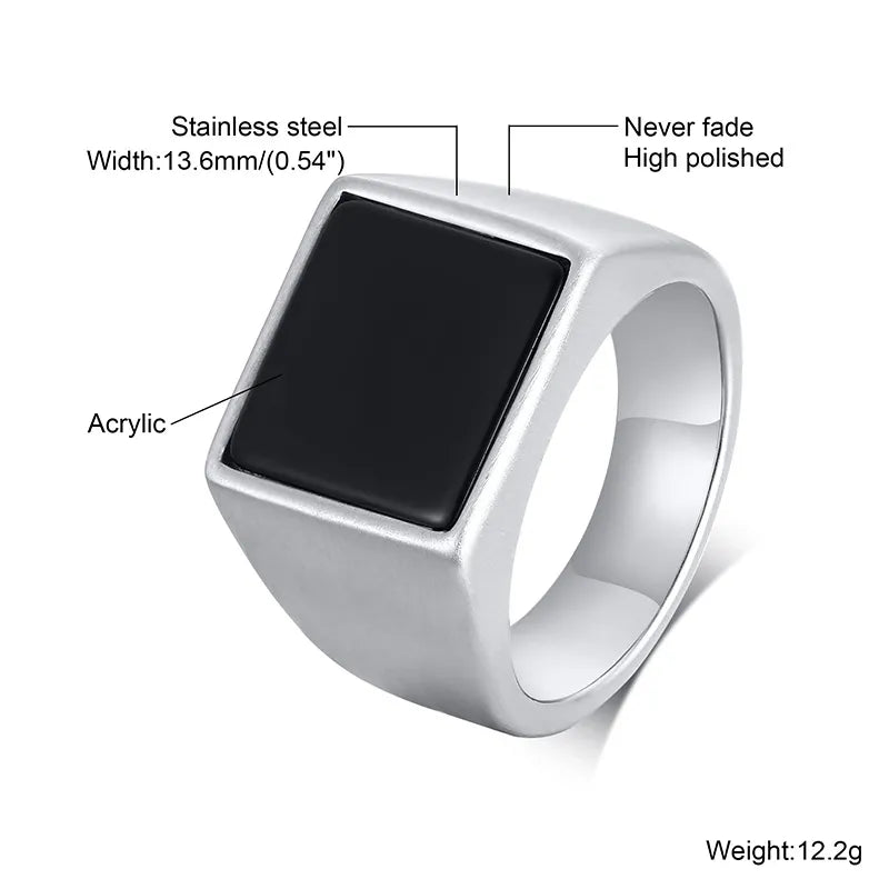 Black Enamel Signet Pinky Ring – view 4