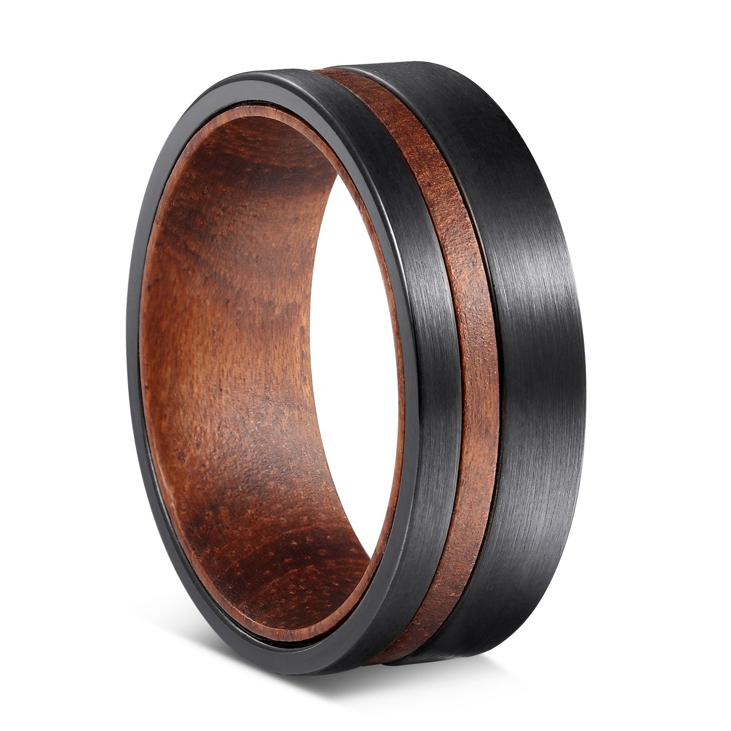 Rosewood Inlay Tungsten Wedding Ring