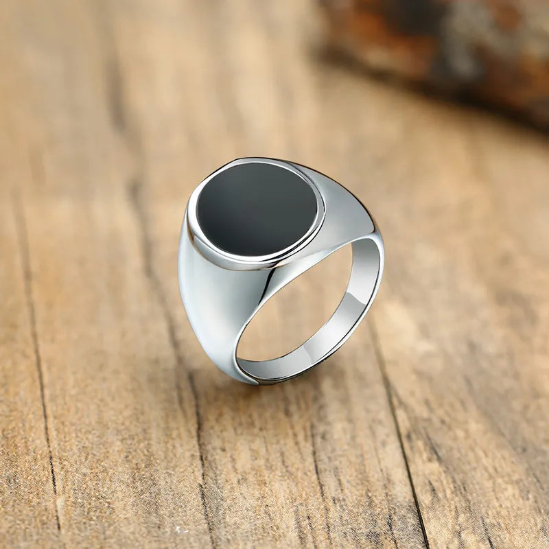 Black Enamel Signet Pinky Ring – view 3