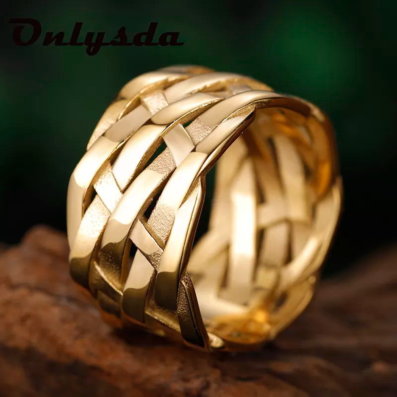 Viking Symbols Woven Stainless Steel Ring – view 11
