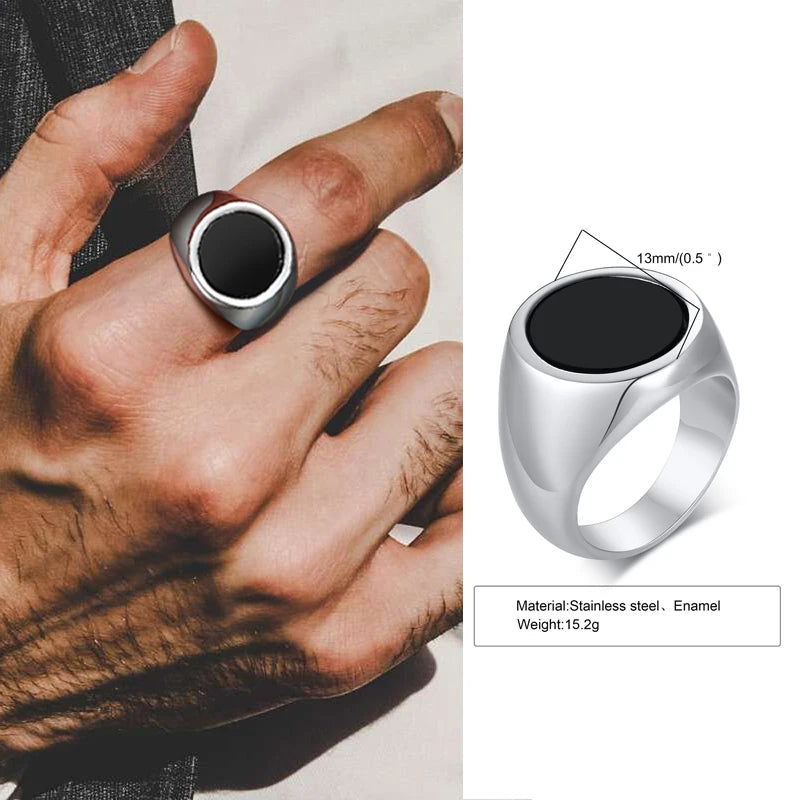 Black Enamel Signet Pinky Ring – view 8