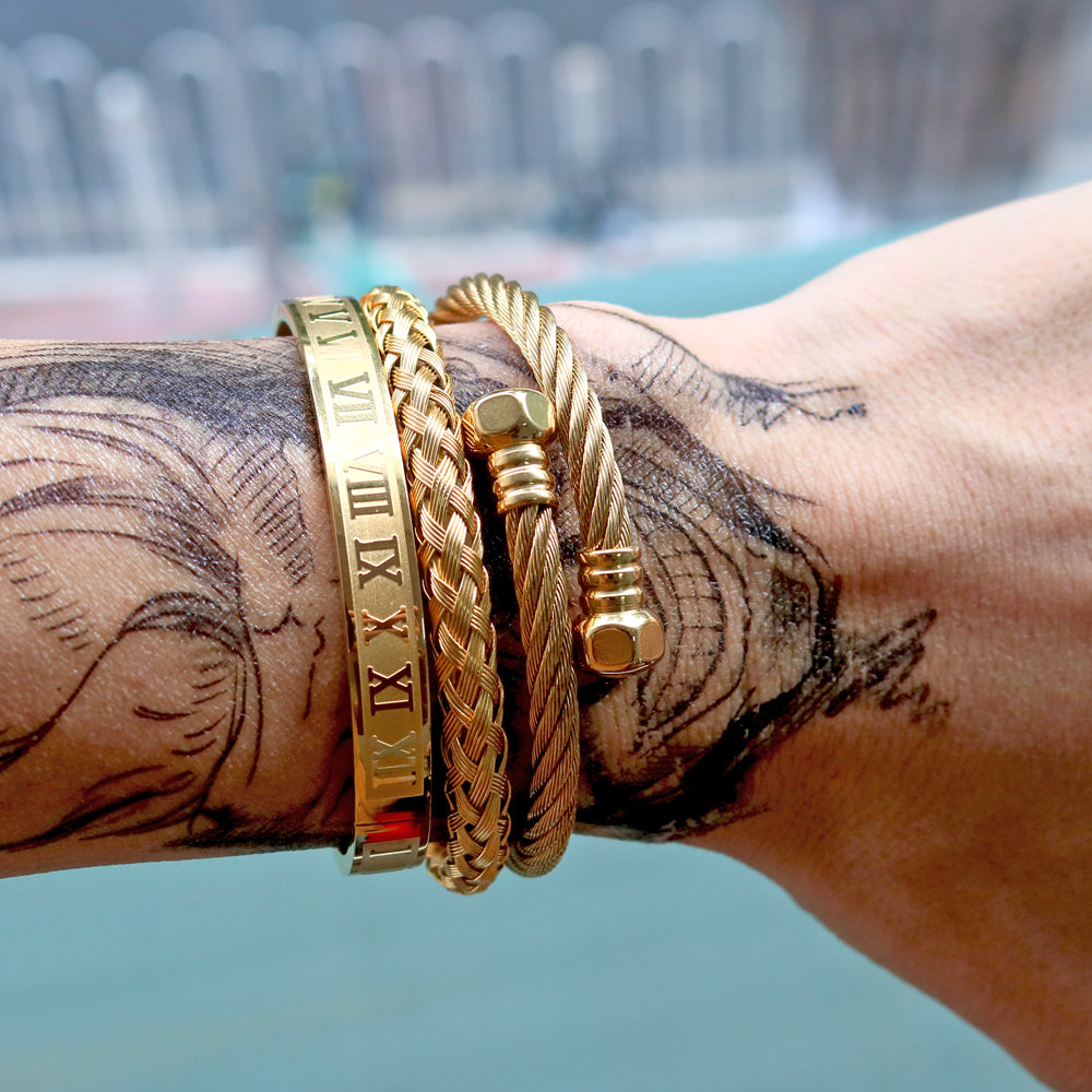 Royal Roman Bangle Set (3-Piece)