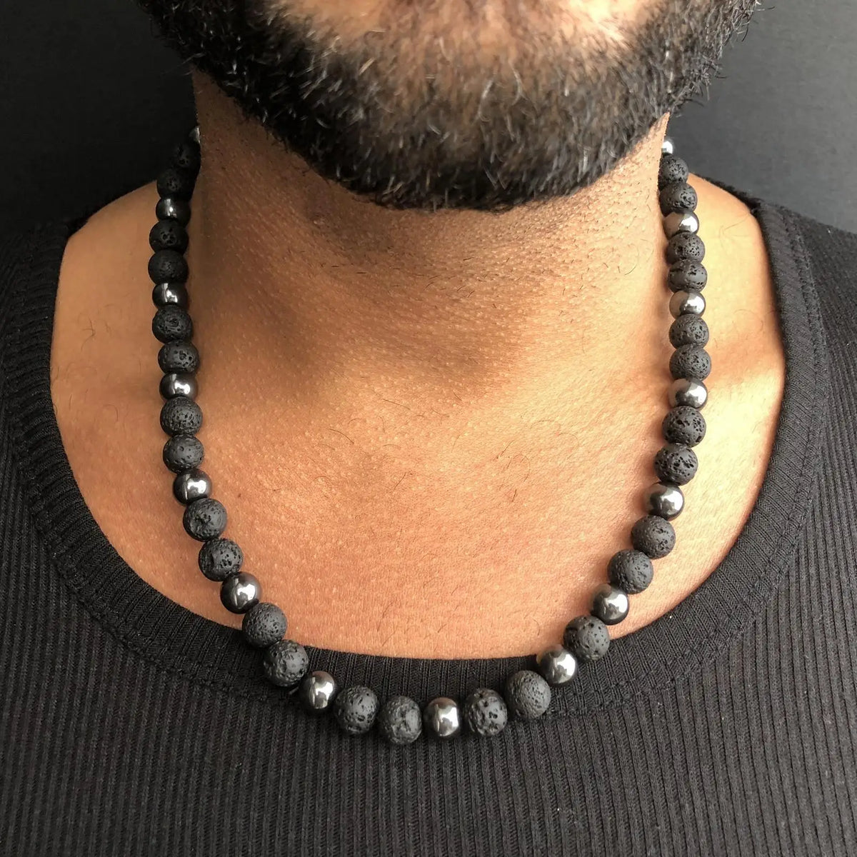 Tiger Eye and Black Onyx Beaded Choker Necklace – view 3