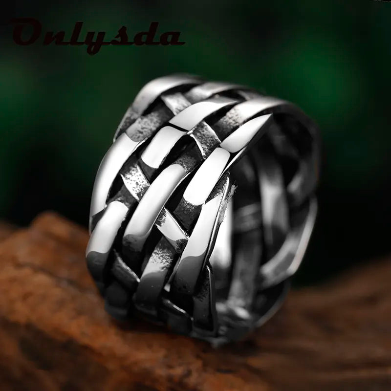 Viking Symbols Woven Stainless Steel Ring – view 6