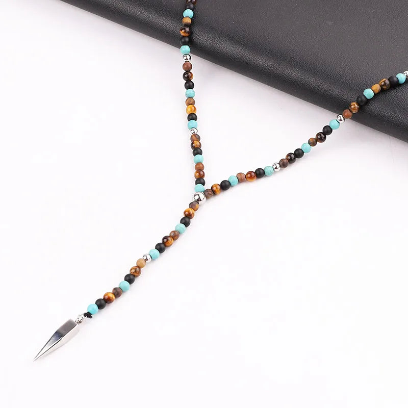 Matte Onyx Beaded Pendant Necklace – view 4