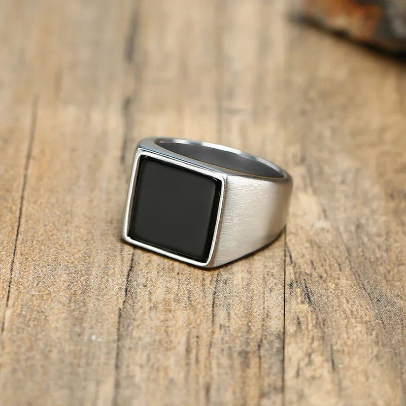 Black Enamel Signet Pinky Ring – view 2