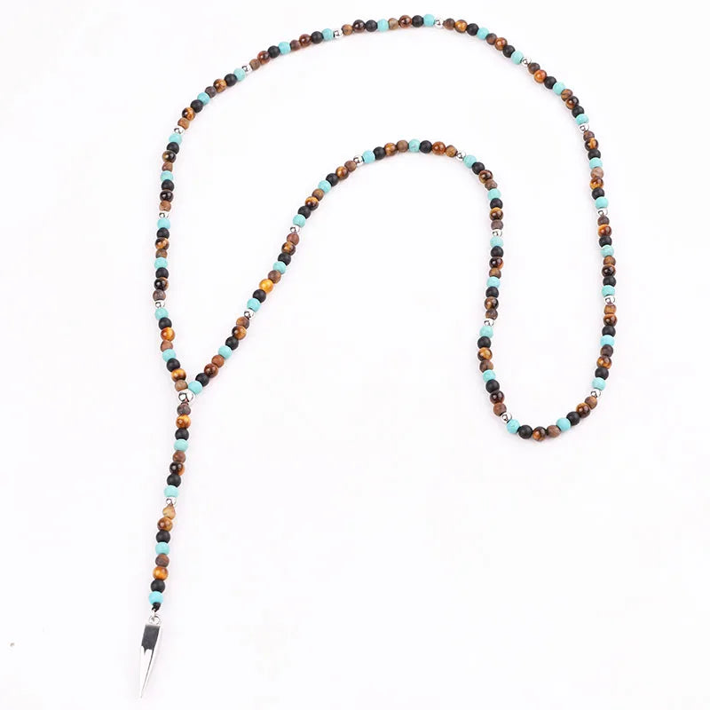 Matte Onyx Beaded Pendant Necklace – view 2