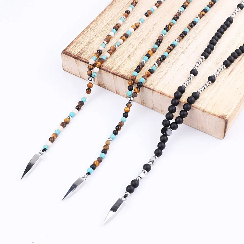 Matte Onyx Beaded Pendant Necklace