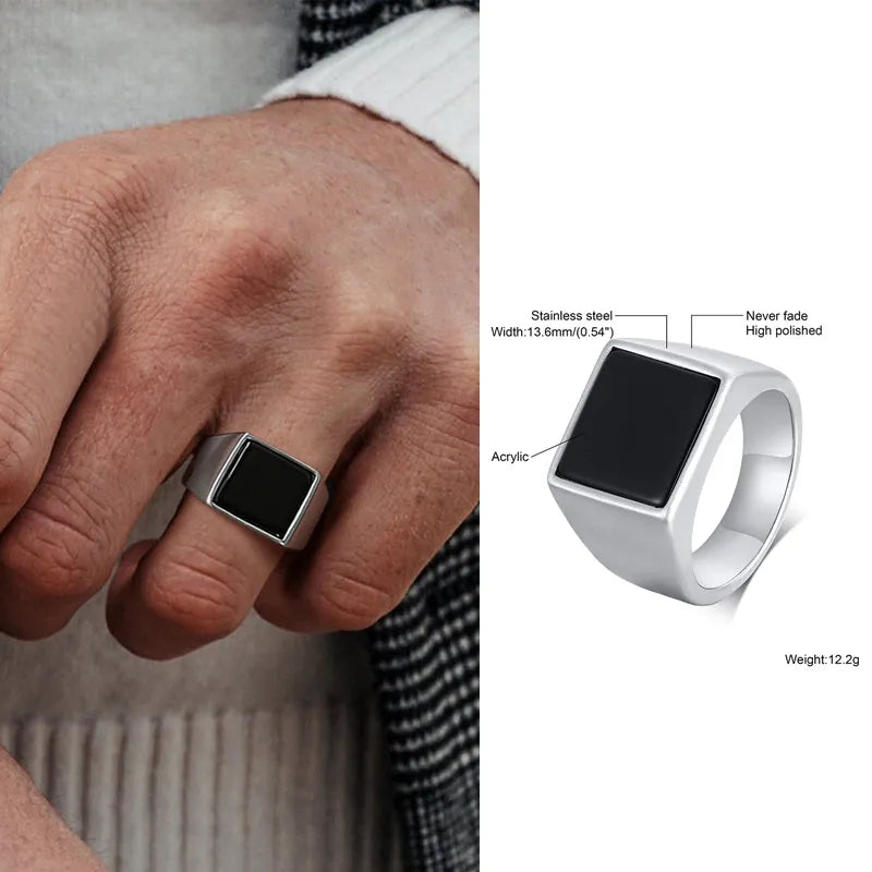 Black Enamel Signet Pinky Ring – view 9