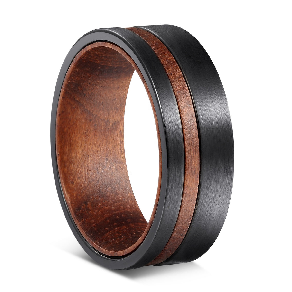 Rosewood Inlay Tungsten Wedding Ring – view 3