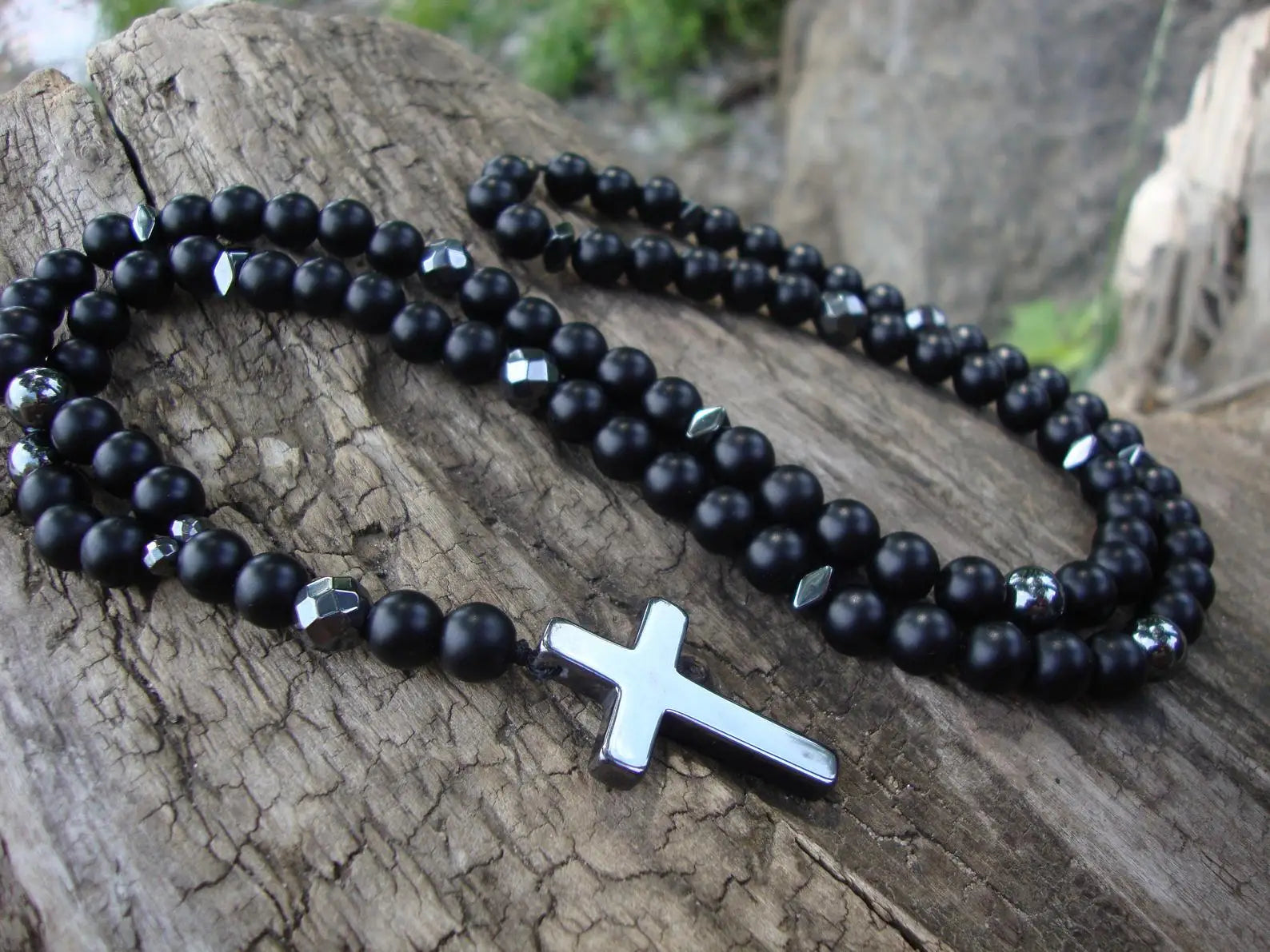 Tiger Eye and Black Onyx Beaded Choker Necklace – view 9