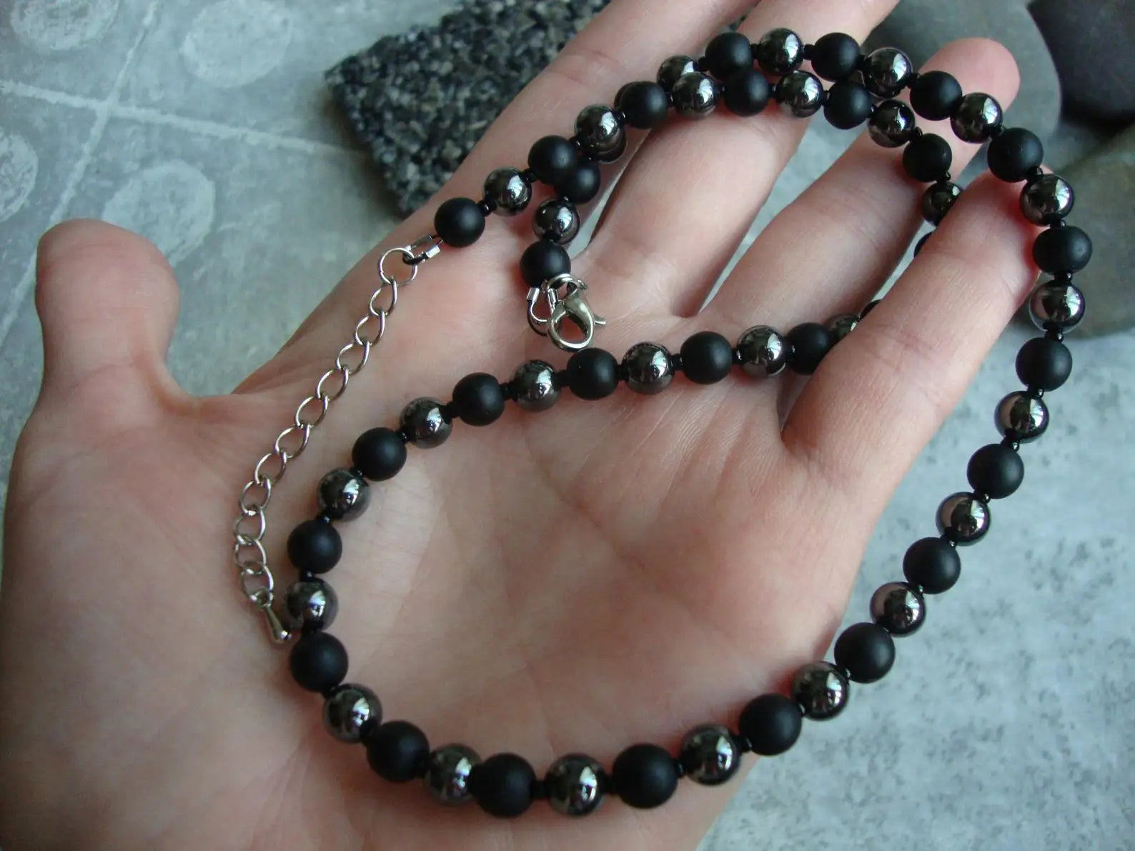 Tiger Eye and Black Onyx Beaded Choker Necklace – view 36