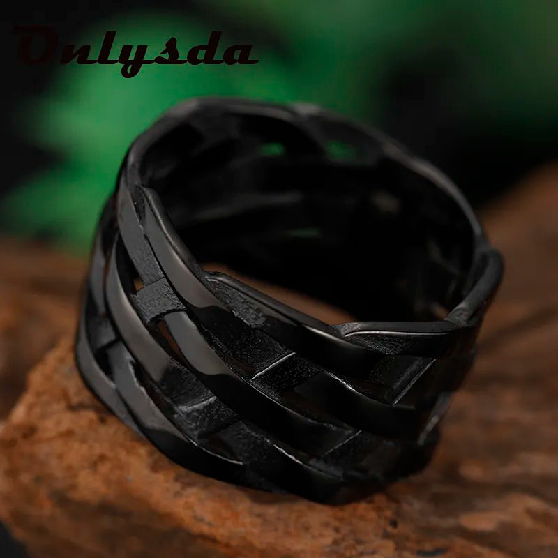 Viking Symbols Woven Stainless Steel Ring – view 10
