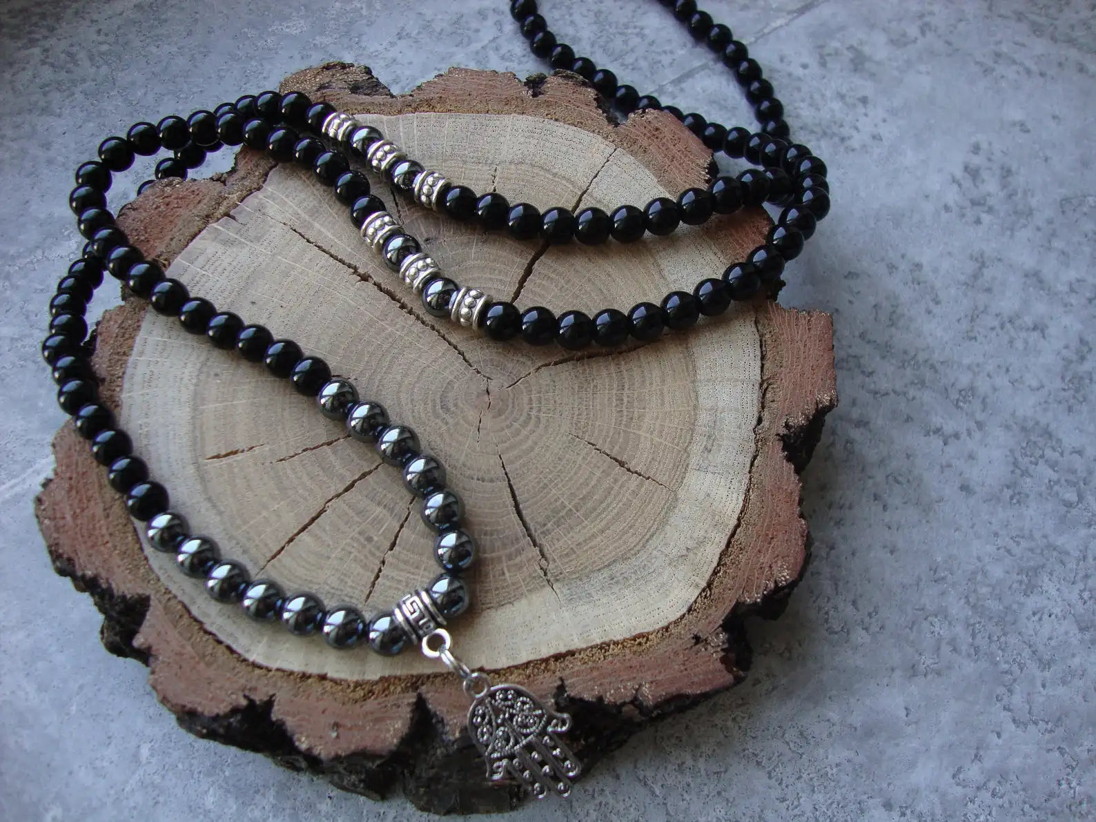 Tiger Eye and Black Onyx Beaded Choker Necklace – view 19