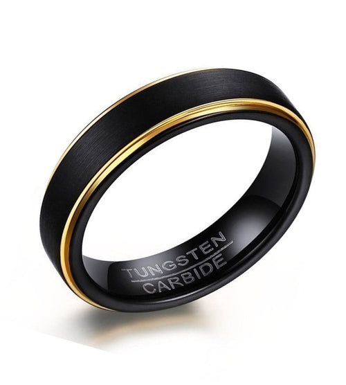 Two-Tone Black and Gold Tungsten Band Ring, 5mm – view 2