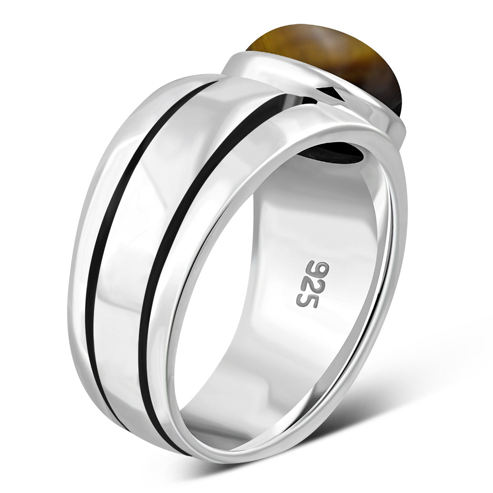 Tiger Eye Stone Solid Sterling Silver Ring – view 3