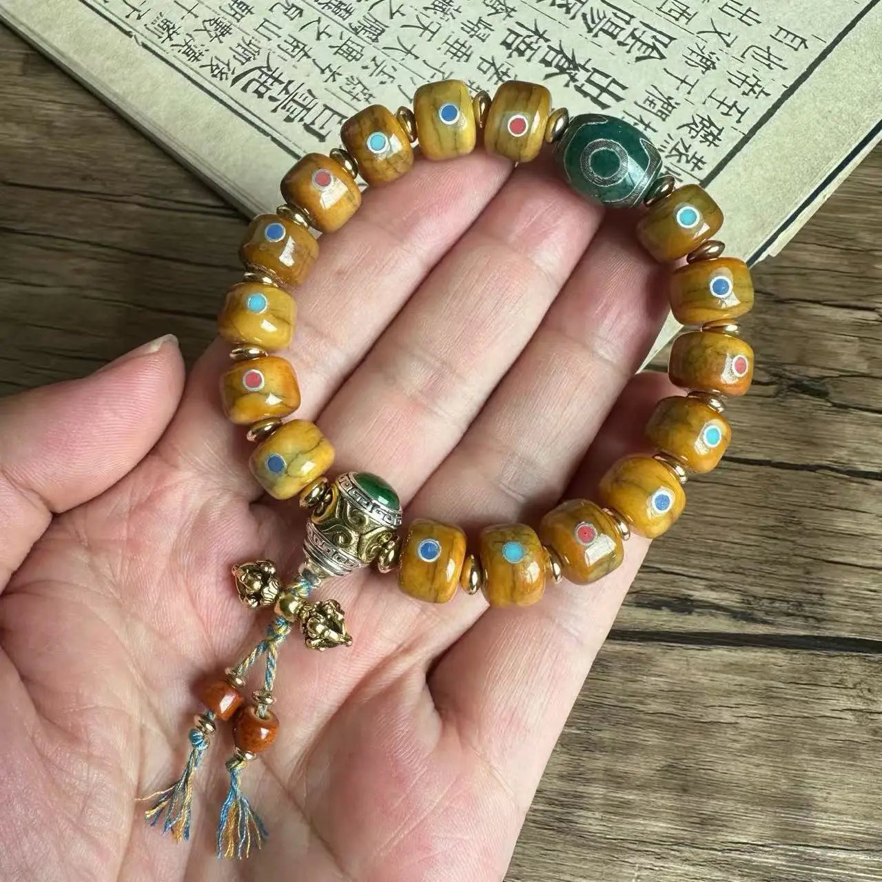 Tibetan-Style Bone Bead Bracelet – view 2