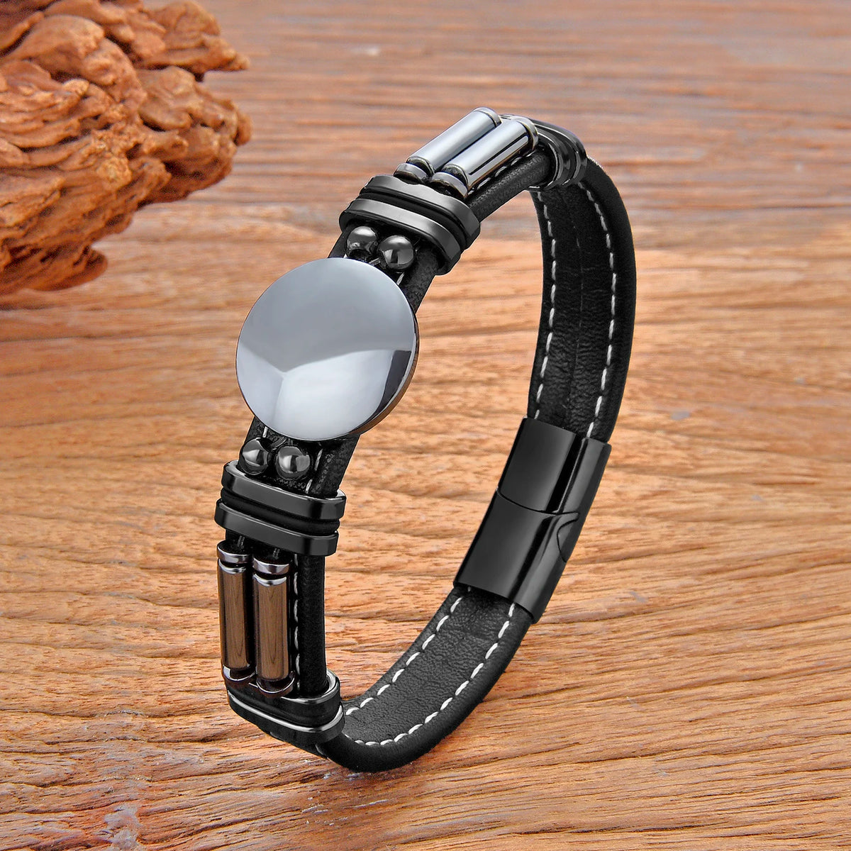 Natural Stone Beaded Bracelet with Stainless Steel Clasp – view 5