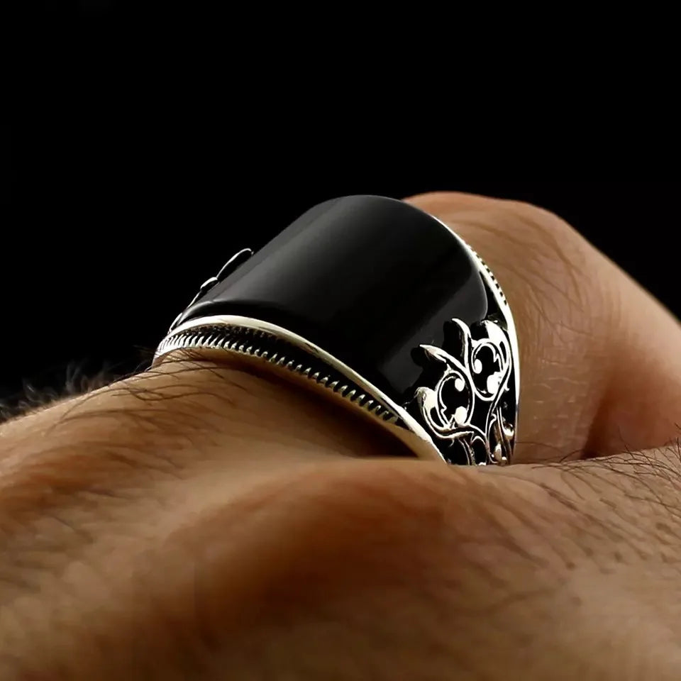 Black Resin Curved Zinc Alloy Ring – view 2