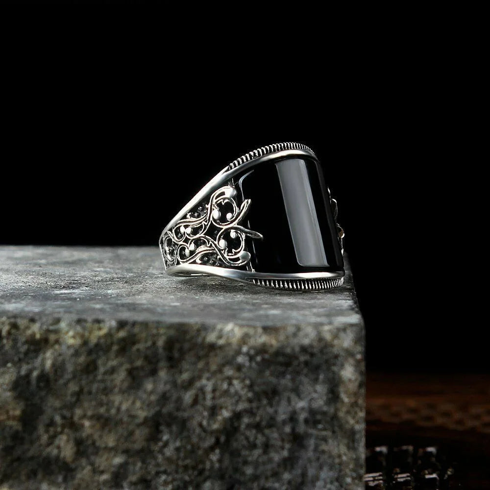 Black Resin Curved Zinc Alloy Ring