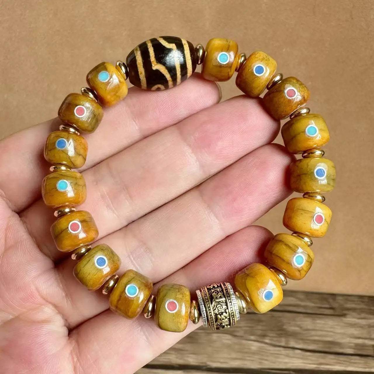 Tibetan-Style Bone Bead Bracelet – view 3