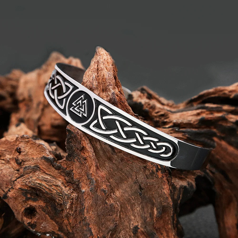 Stainless Steel Valknut Cuff Bracelet – view 4