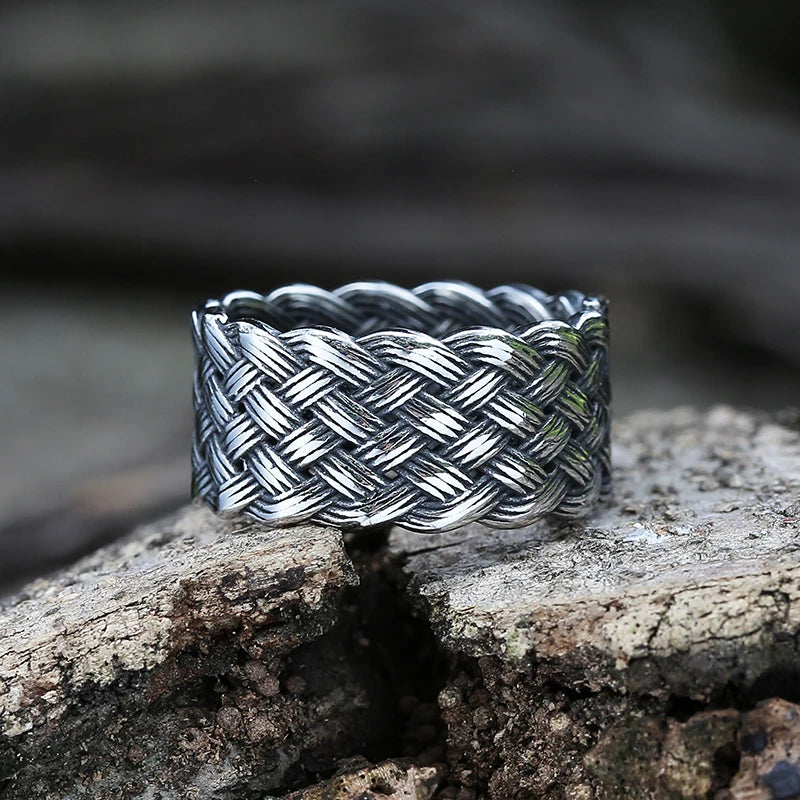 Viking Symbols Woven Stainless Steel Ring – view 7