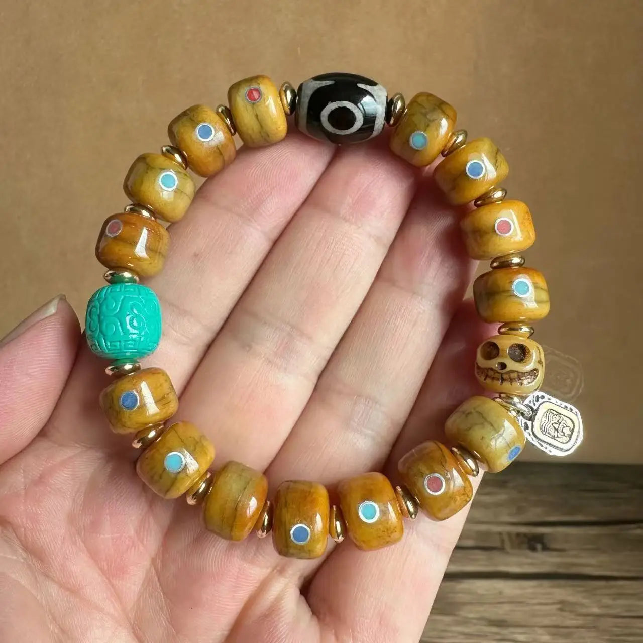 Tibetan-Style Bone Bead Bracelet – view 4