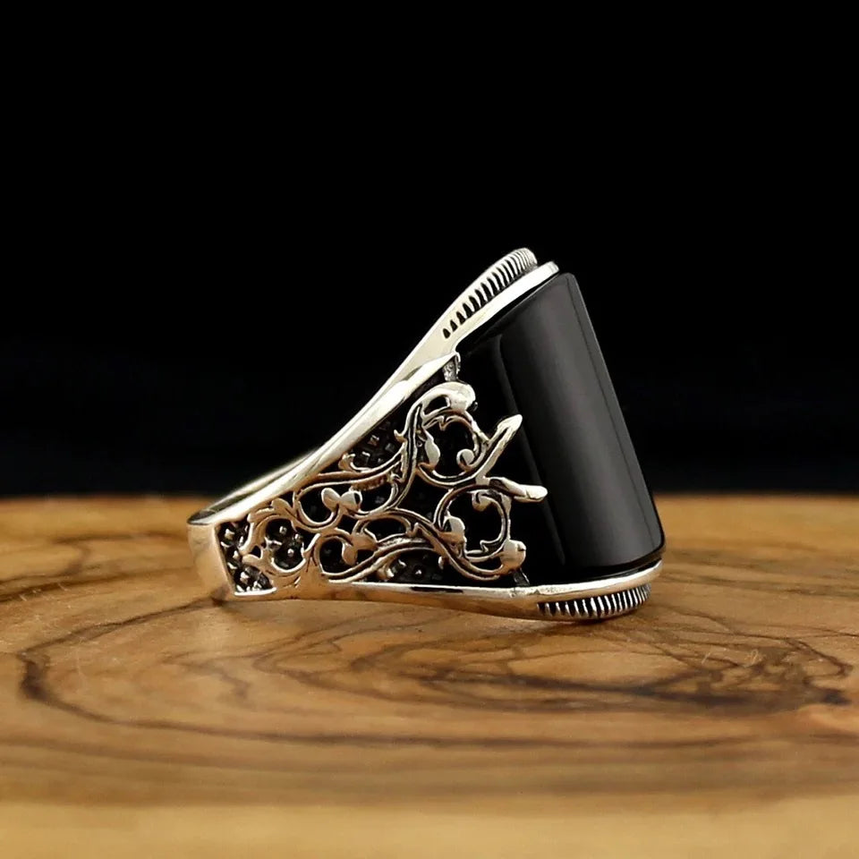 Black Resin Curved Zinc Alloy Ring – view 3