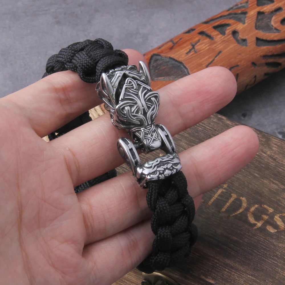 Viking Wolf Cord Bracelet – view 2