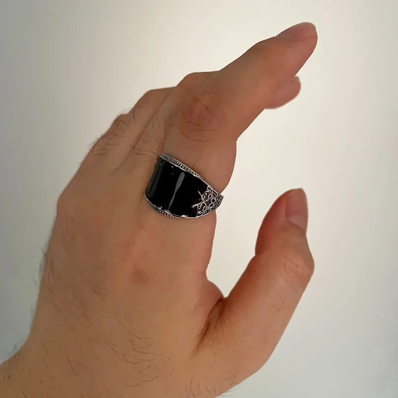 Black Resin Curved Zinc Alloy Ring – view 5